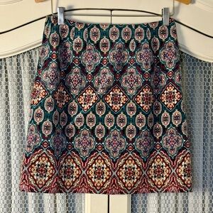 Loft Boho Kaleidoscope Psychedelic Print on Cotton Corduroy A-Line Mini Skirt